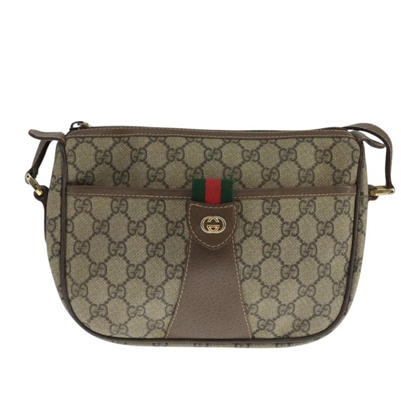 GUCCI GG Supreme Web Sherry Line Shoulder Bag PVC Beige Red Green Auth 109874 - Picture 13 of 16